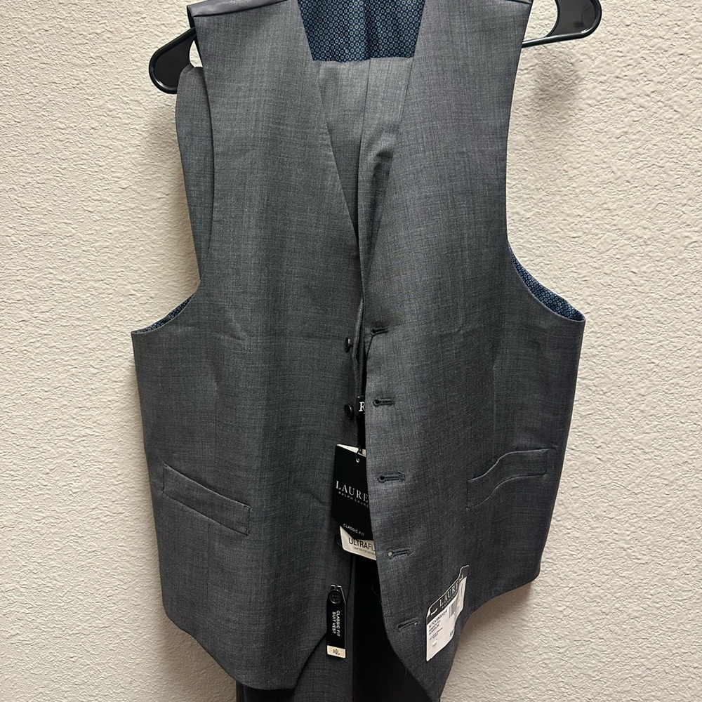 Men’s Lauren Ralph Lauren Grey Wool Slacks and Vest 2 piece Matching Set